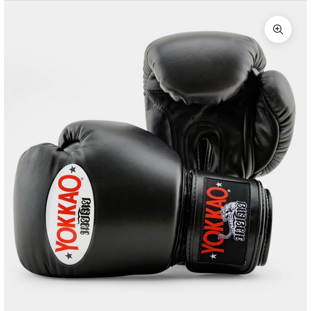 YOKKAO Matrix Black Leather Boxing Gloves 16oz Muay Thai Sparring New Hand Made